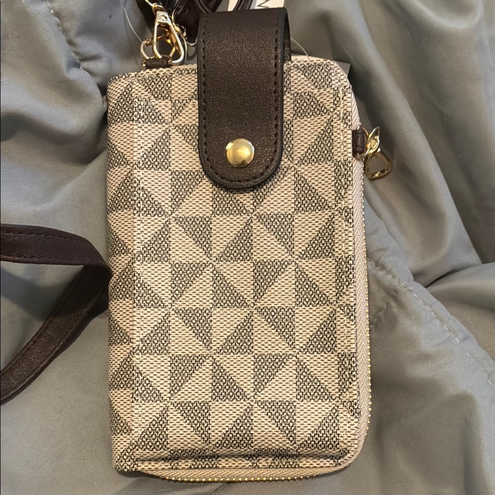 Geometric Patterned Wallet with Black Accents